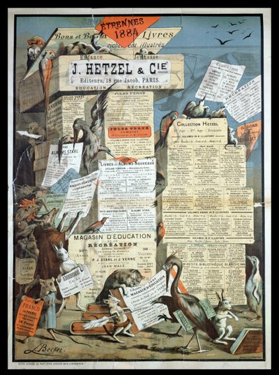 Pubblicità per la casa editrice Hetzel da Le Monde Illustré, dicembre 1883 da Leon Becker