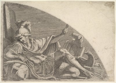 Marte Seduto tra Trofei, 1540-56 da Leon Davent