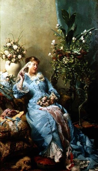 Signora con ventaglio da Leon Henri Marie Frederic