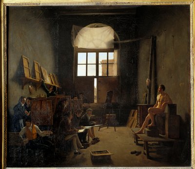 Interno dello studio di David al Collegio delle Quattro Nazioni nel 1814 (oggi Institut de France) da Leon Mathieu Cochereau