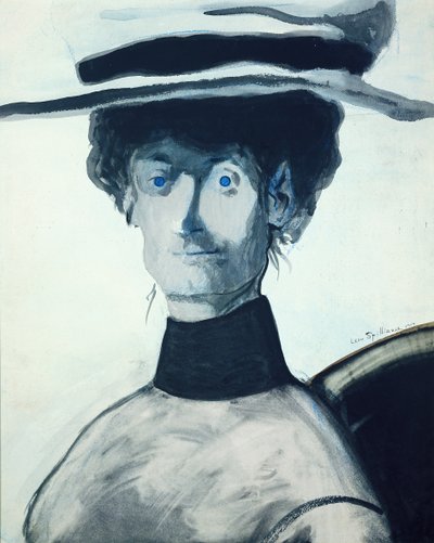 Donna con cappello rosa da Leon Spilliaert
