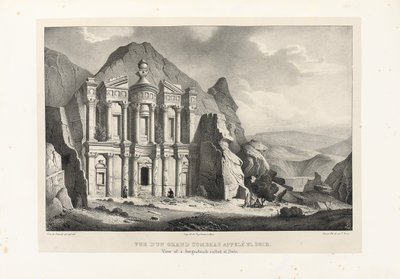 Veduta di una grande tomba chiamata El Deir, Petra da Leon de Laborde