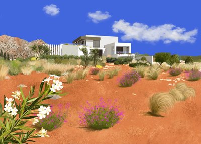 Stavros, Creta, 2025 (pittura digitale) da Leona Tsiara