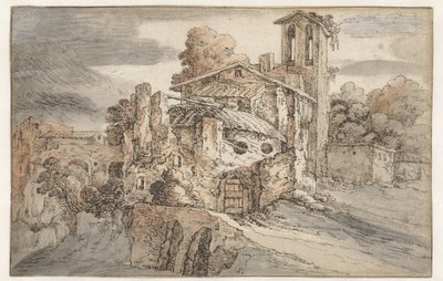 Chiesa e rovine antiche in Italia da Leonaert Bramer (attributed to)