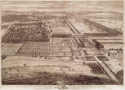 Prospetto della casa di Temple Newsam da est, inciso da Jan Kip (c.1652-1722) 1702 da Leonard (after) Knyff