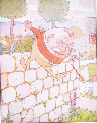 Humpty Dumpty ha fatto una grande caduta (litografia a colori) da Leonard Leslie Brooke