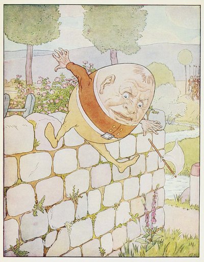 Humpty Dumpty ebbe una grande caduta, da A Nursery Rhyme Picture Book, pub. 1914 (litografia a colori) da Leonard Leslie Brooke