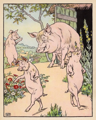 Illustrazione per I tre porcellini da Leonard Leslie Brooke