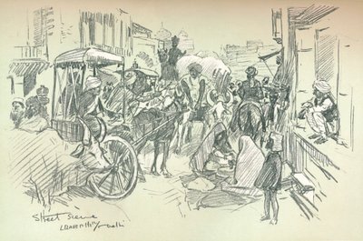 Una scena di strada a Delhi, c1903 da Leonard Raven Hill