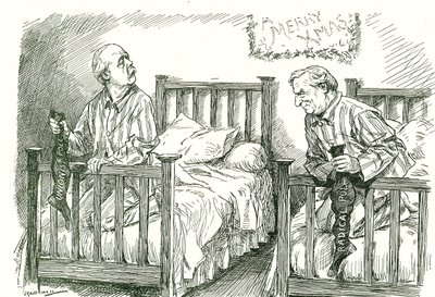 Arthur Balfour, Conservatore, e Herbert Asquith, Liberale, con le loro calze di Natale. Nelle elezioni generali del dicembre 1910 nessuno aveva la maggioranza assoluta. Asquith riuscì a formare un governo in coalizione con il Partito Nazionale Irlandese. L da Leonard Raven Hill