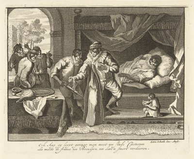 Scimmia sul letto di malattia da Leonard Schenk (possibly)