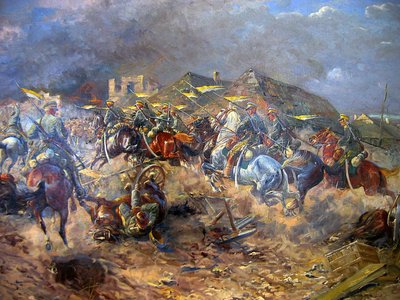 Attacco degli Uhlan polacchi ai bolscevichi vicino a Sloutsk 1919, 1920 da Leonard Winterowski