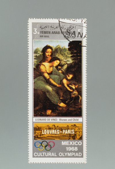 Francobollo in onore delle Olimpiadi Culturali in Messico da Leonardo da (after) Vinci