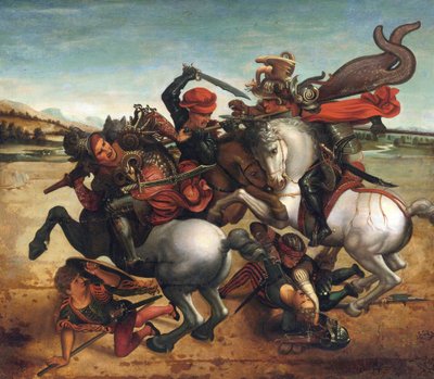 La lotta per lo stendardo dalla Battaglia di Anghiari da Leonardo da (follower of) Vinci