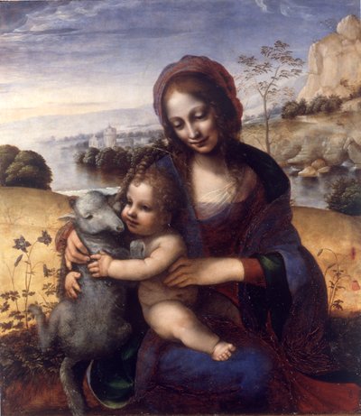Madonna col Bambino e un agnello da Leonardo da (manner of) Vinci