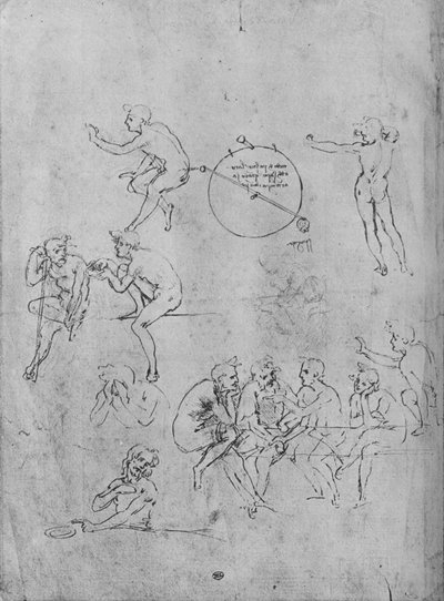 Un Gruppo di Figure che Conversano a un Tavolo, Due Figure in Conversazione e Altri da Leonardo da Vinci