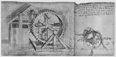 Una Grande Ruota che Si Risolve e Spara Quattro Balestre in Successione, c1480, 1945 da Leonardo da Vinci
