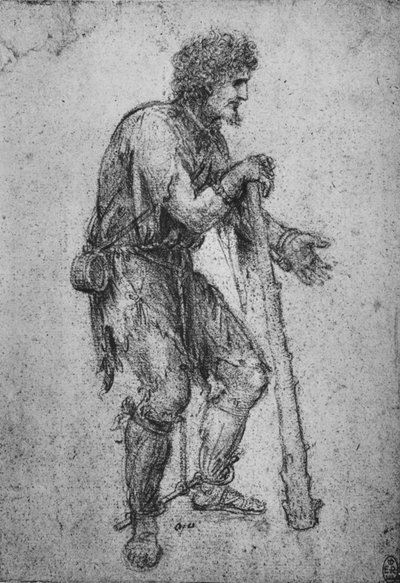 Un uomo con una clava e piedi incatenati, c1480 1945 da Leonardo da Vinci