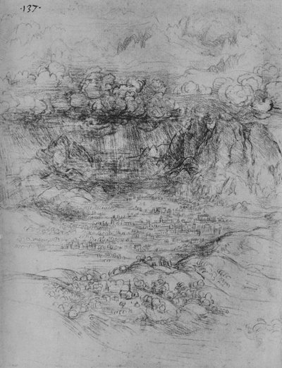 Una tempesta su una valle alpina, c1480 1945 da Leonardo da Vinci