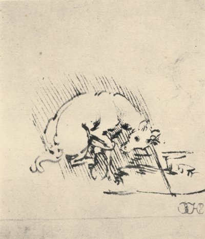 Un unicorno che immerge il suo corno nell