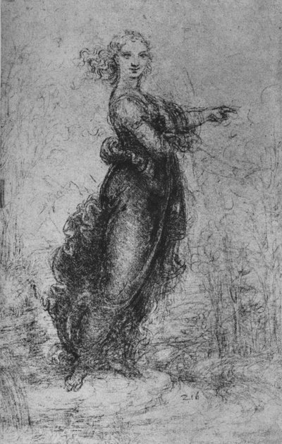 Una giovane donna che indica da Leonardo da Vinci