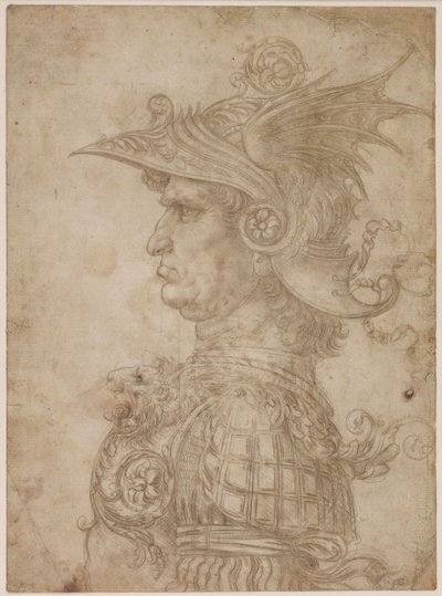 Busto di un guerriero di profilo a sinistra, 1475-1480 da Leonardo da Vinci