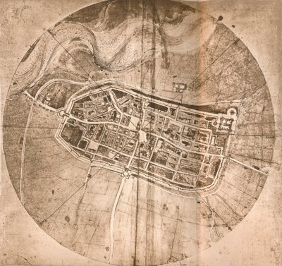 Mappa della città di Imola, Italia da Leonardo da Vinci
