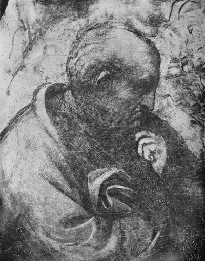 Adorazione dei Magi - Testa di filosofo a sinistra, c1481 1945 da Leonardo da Vinci