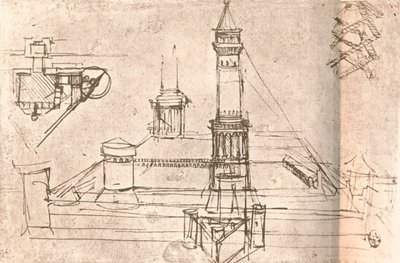 Architettura per castelli, c1472-c1519, 1883 da Leonardo da Vinci