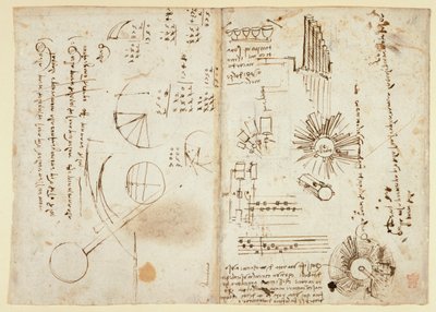 Note e diagrammi approssimativi (di lato); calcoli matematici (di lato), dal 