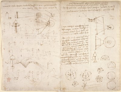 Arundel 263, f.221v, f.220 Note, diagrammi e schizzi dal 