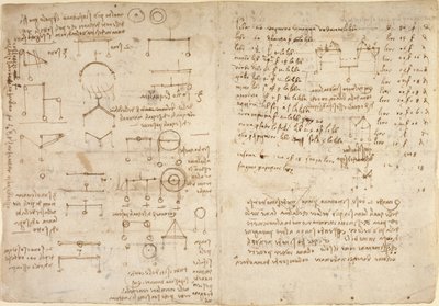 Arundel 263, f.228v, f.227 Note e diagrammi sulla meccanica dal 