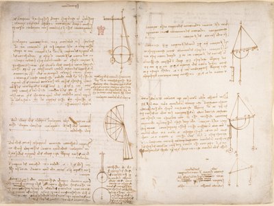 Arundel 263, f.67v, f.66 Note e diagrammi sulla meccanica, dal 
