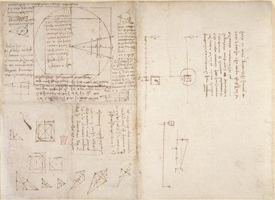 Note e diagrammi sulla meccanica e il centro di gravità, dal 