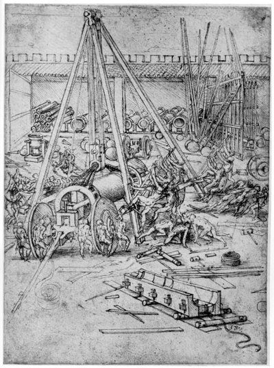 Fonderia di cannoni, 1487 da Leonardo da Vinci