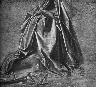 Calco di Drappeggio per una Figura in Ginocchio a Destra, c1470 1945 da Leonardo da Vinci