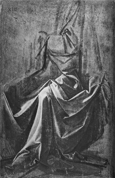 Calco di drappeggio per una figura seduta, c1475 1945 da Leonardo da Vinci