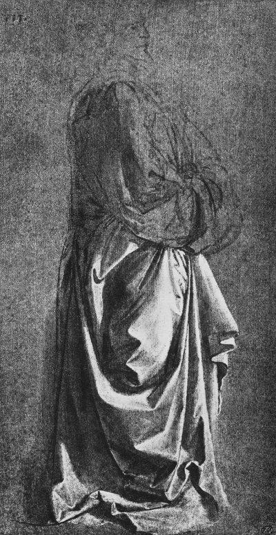 Calco di drappeggio per una figura in piedi, c1470 1945 da Leonardo da Vinci