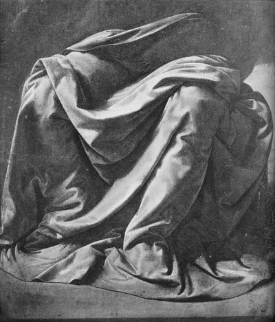 Calco di drappeggio per le gambe di una figura seduta, 1470-1484, 1945 da Leonardo da Vinci
