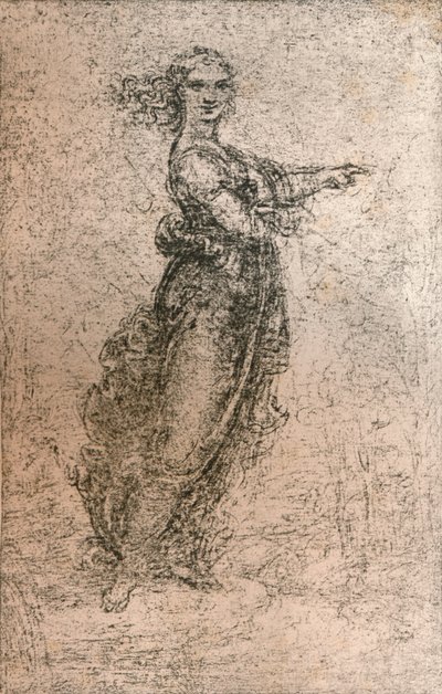Disegno a carboncino di una figura femminile, c1472-c1519 da Leonardo da Vinci
