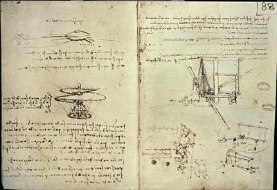 Progetto di macchina volante (penna su carta) da Leonardo da Vinci