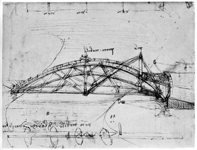 Progetto per un ponte a bilico parabolico, 1480-1490 1954 da Leonardo da Vinci