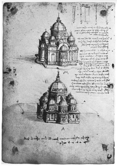 Progetti per una chiesa centrale, c1488-1490 da Leonardo da Vinci