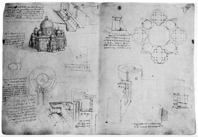Progetti per un edificio centralizzato, fine XV o inizio XVI secolo 1954 da Leonardo da Vinci