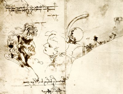 Bozze di due teste maschili da Leonardo da Vinci