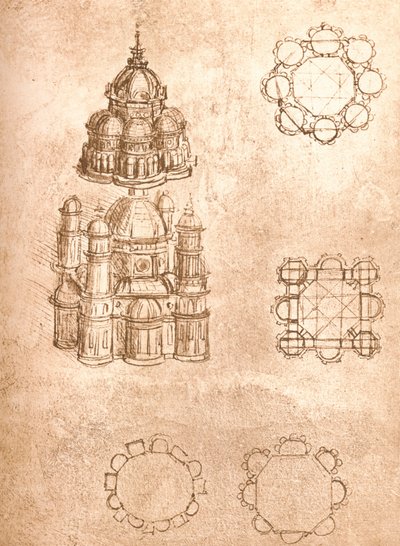 Disegno di chiese, c1472-c1519 1883 da Leonardo da Vinci