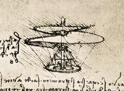 Estratto da un manoscritto di Da Vinci che descrive il principio e la costruzione della "Vite aerea (elicottero)" (manoscritto) da Leonardo da Vinci