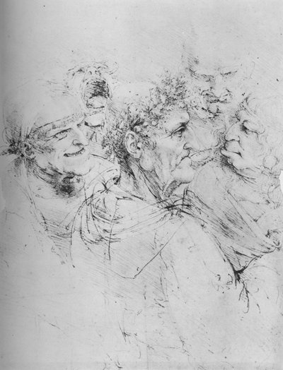 Cinque Teste Grottesche, c1480 da Leonardo da Vinci