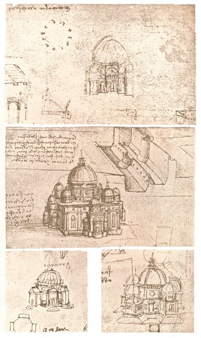 Quattro disegni di architettura ecclesiastica, c1472-c1519 1883 da Leonardo da Vinci
