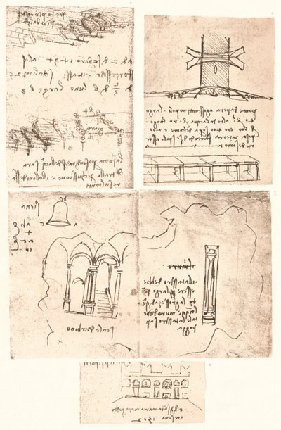 Quattro disegni topografici, c. 1472-1519, 1883 da Leonardo da Vinci